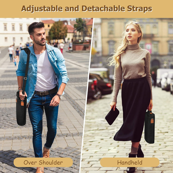 Durable insulated wine cooler bag for two bottles. Easy to carry, ideal for beach, camping, and outdoor adventures.