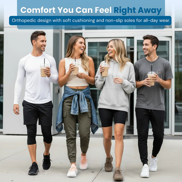 Close-up of bright green Ortho Cloud slip-on shoe, highlighting supportive orthopedic design.