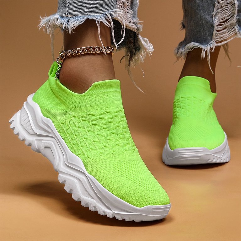 Bright green orthopedic slip-on shoes, Ortho Cloud comfort footwear for everyday walking.