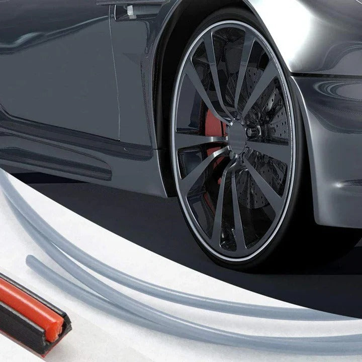 Sleek black car rim protector, strong wheel guard for enhanced vehicle protection.