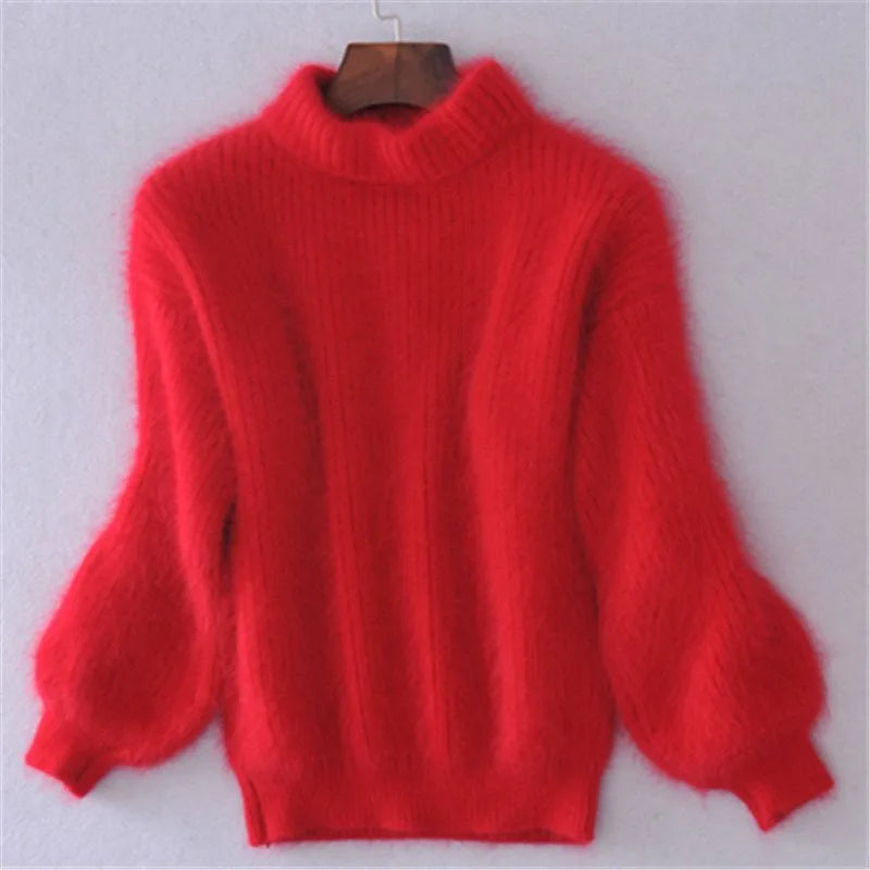 Women's round neck long sleeve sweater, a cozy & comfortable knit pullover. Stylish top for fall & winter.