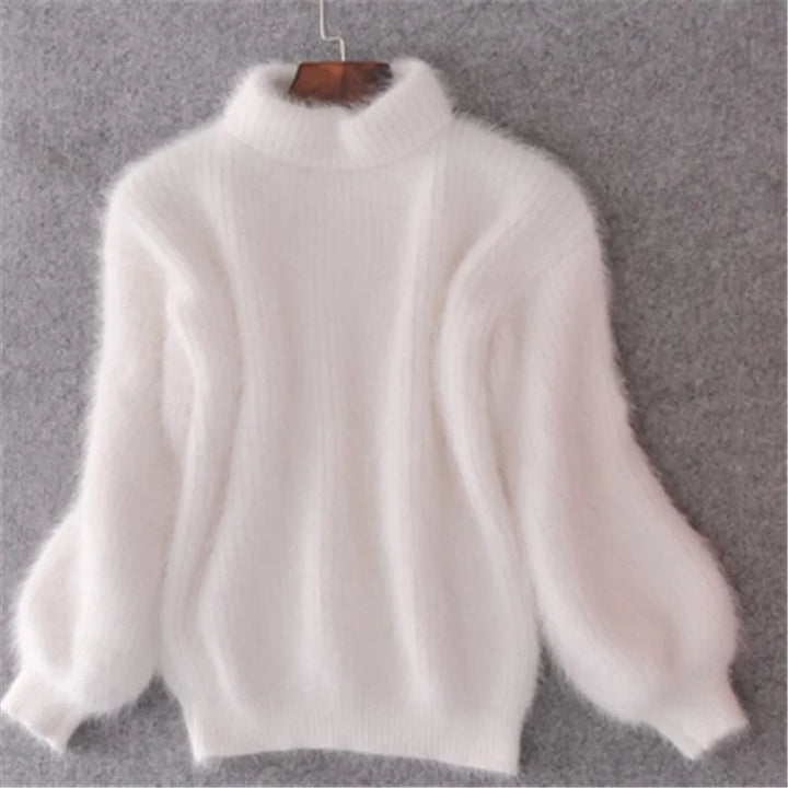 Comfortable women's knit pullover, versatile long sleeve top for everyday casual wear & winter warmth.