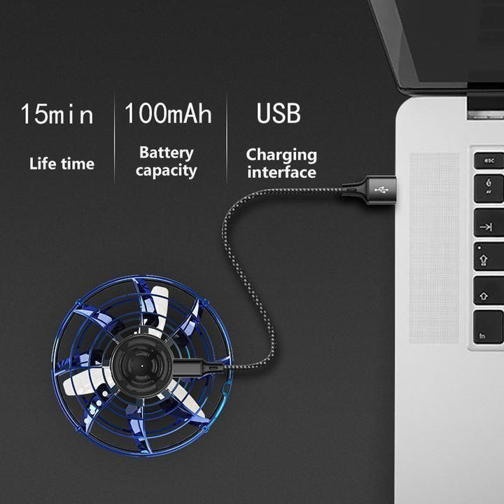 Perfect gift for kids: an interactive mini flying drone toy, USB rechargeable with LED lights.