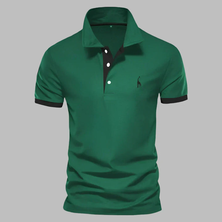 Versatile men's classic polo shirt with modern contrast trim, ideal for everyday & smart casual outfits.