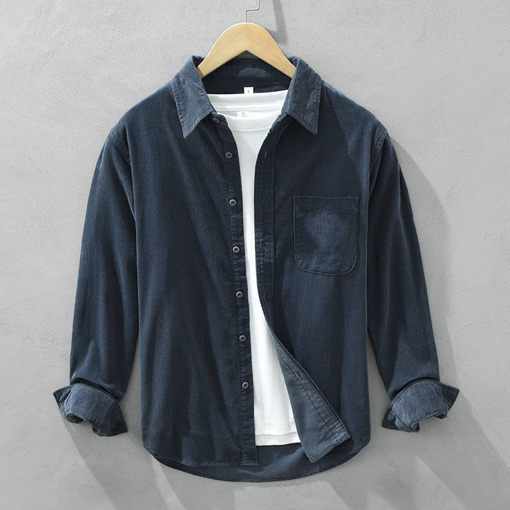 Stylish men's long sleeve button-up casual shirt for fall/winter. Perfect textured layering piece.