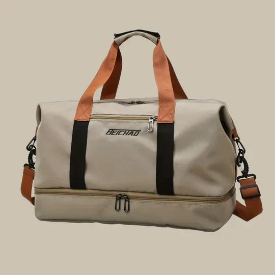 Large capacity men's sports duffle bag with a separate shoe compartment, perfect for gym essentials.