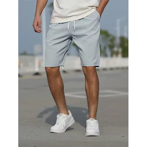Relaxed fit men's high-waist shorts. Ideal lightweight casual wear for summer, beach, or travel.