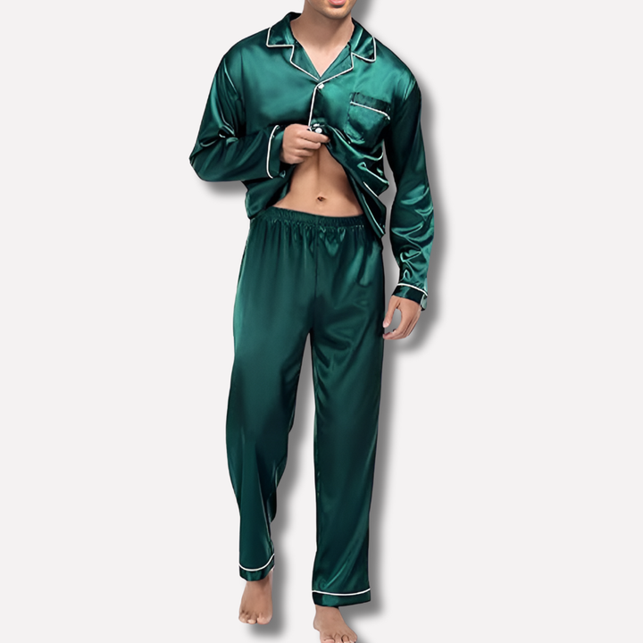 Stylish men's sleepwear set, a two-piece elegant pajama for ultimate comfort. Relaxed fit loungewear & home apparel.