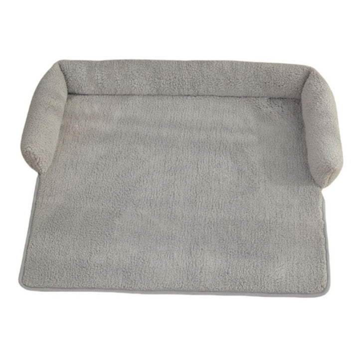 Washable camel pet lounge pad with non-slip base & neck pillow; perfect for dogs & cats seeking comfort.