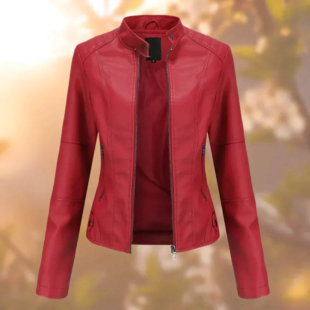Women's transitional biker jacket for effortless style. Sleek, comfortable, and versatile outerwear for any look.