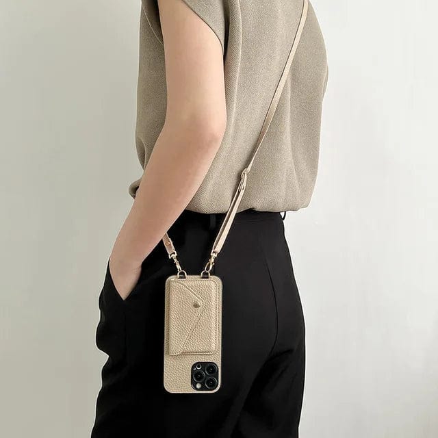 Compact women's shoulder bag/phone pouch. Features dedicated iPhone slot & wallet compartments. Perfect gift.
