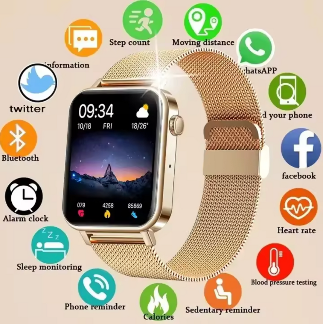 Elegant women's smartwatch, sleek design, perfect daily wear, smart accessory for modern women.