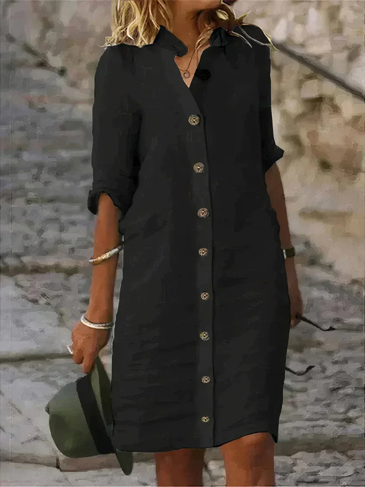Chic women's effortless summer midi dress. Relaxed fit, flowy design perfect for beach, vacation or casual spring wear.
