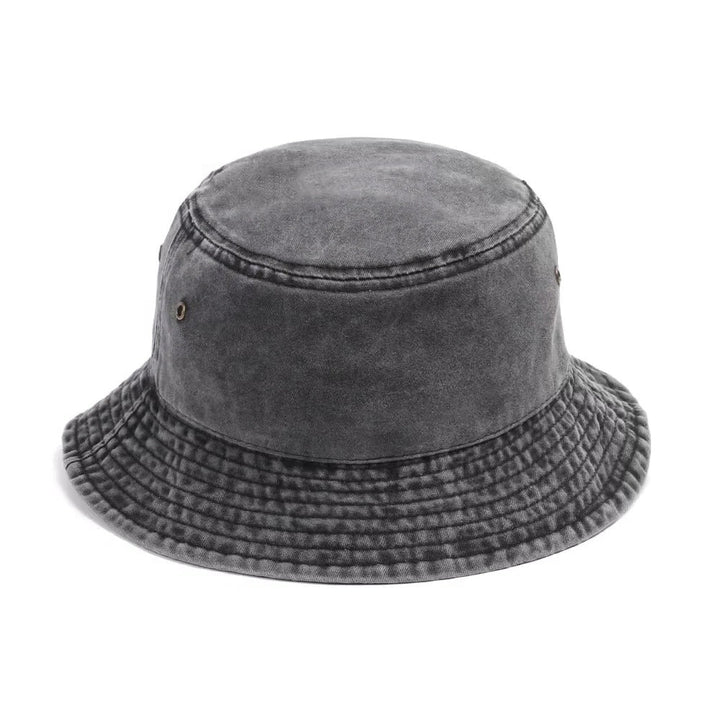 Lightweight cotton denim bucket hat, unisex design, perfect for casual outdoor activities and travel.