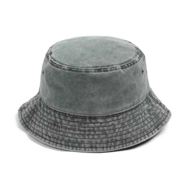 Chic unisex denim bucket hat, comfortable cotton material, great for sunny days and everyday style.