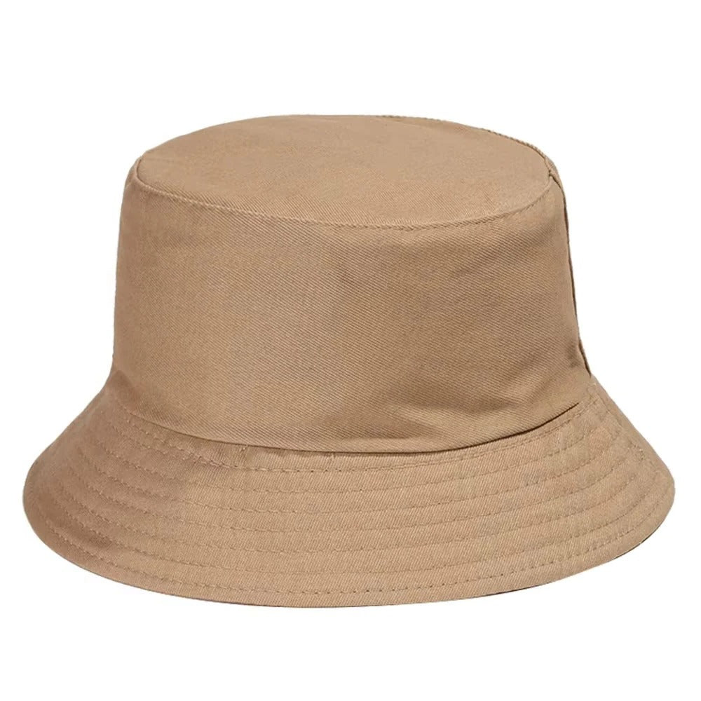 Unisex cotton denim bucket hat, offering excellent sun protection, ideal for travel and outdoor activities.