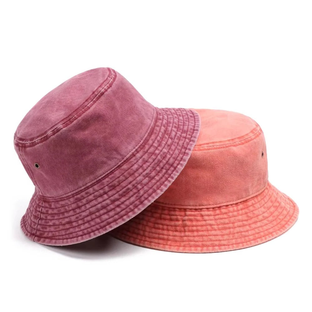 Everyday casual denim bucket hat for men and women, lightweight cotton, ideal for summer sun.