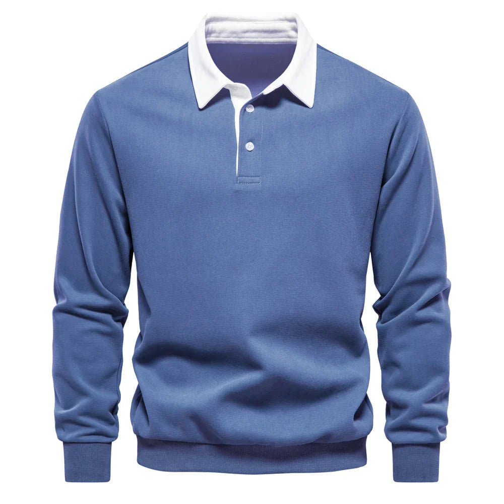 Winter style men's long sleeve rugby shirt, excellent for casual fashion.