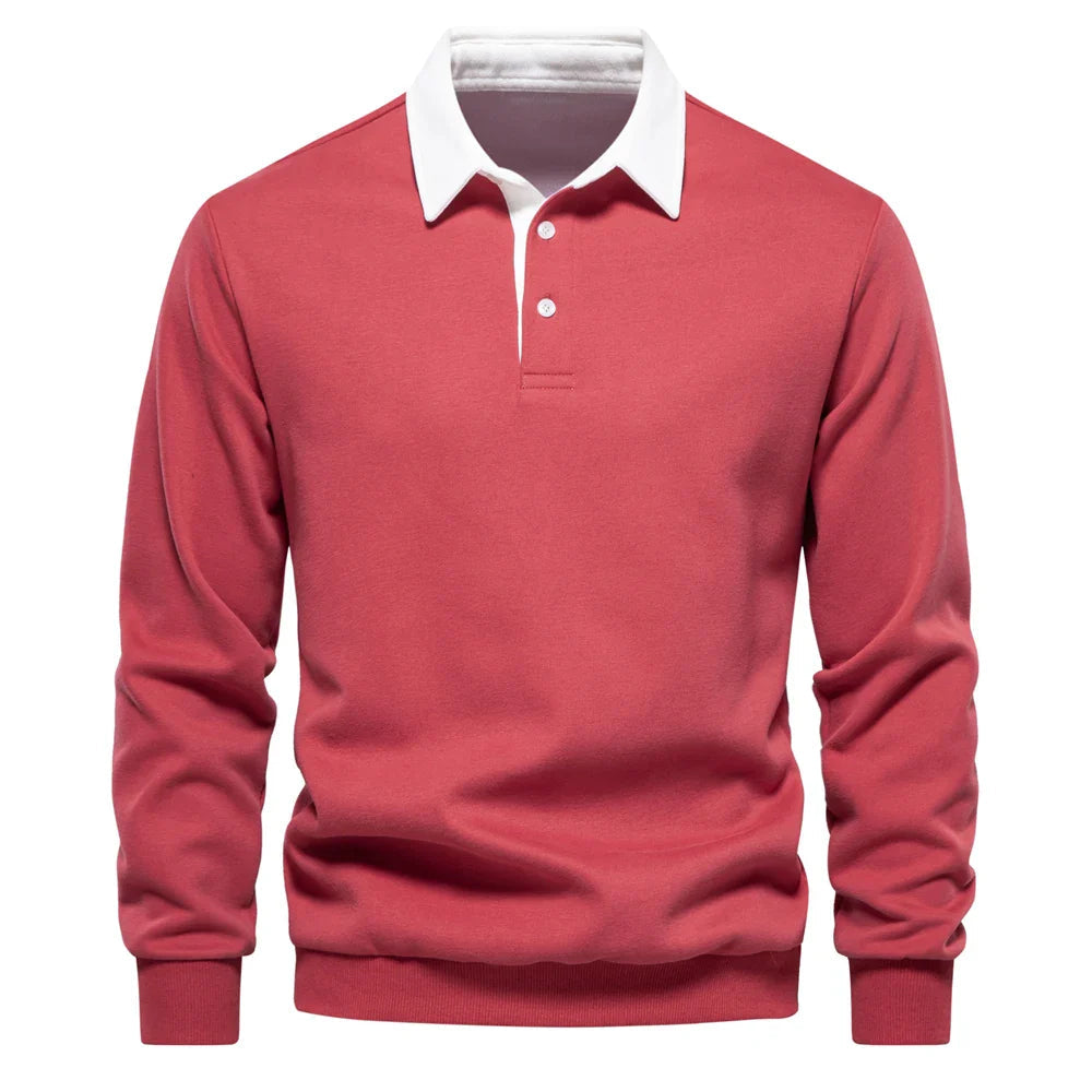 Men's classic long sleeve rugby shirt, perfect for a relaxed and fashionable casual look.