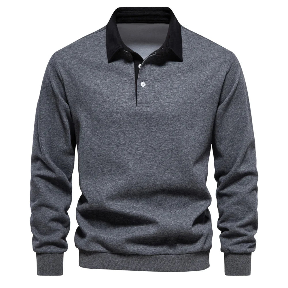 Essential men's long sleeve rugby shirt for comfortable, stylish men's casual clothing.
