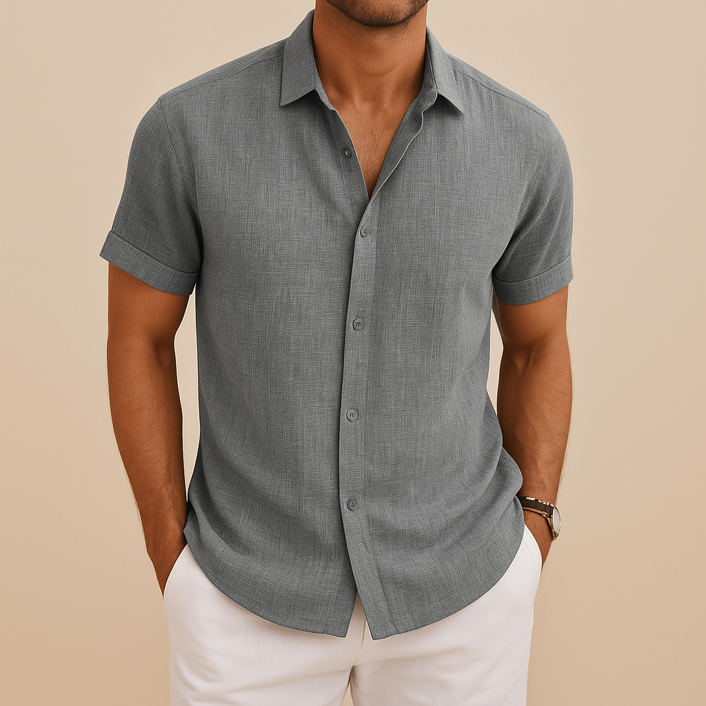 Versatile men's long sleeve shirt, a wardrobe essential for casual outfits or semi-formal occasions.