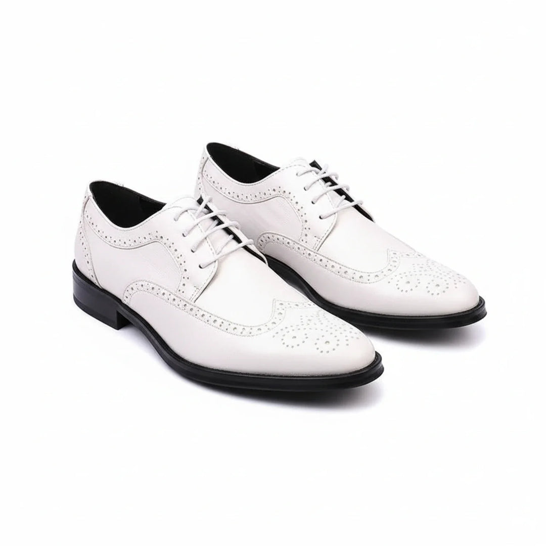 Classic men's orthopedic brogue oxford shoes, brown leather, designed for all-day comfort and formal wear.