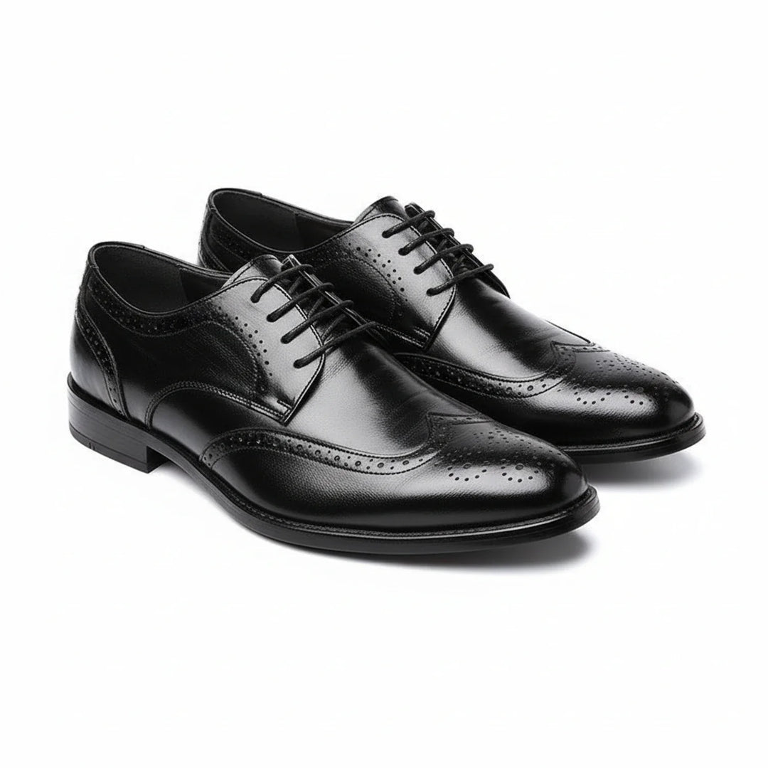 Comfortable men's orthopedic loafer oxfords in dark brown leather, ideal for all-day business and formal footwear.