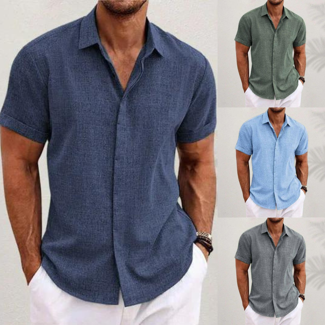 Versatile men's classic summer shirt, short sleeve, ideal for casual warm weather styling.