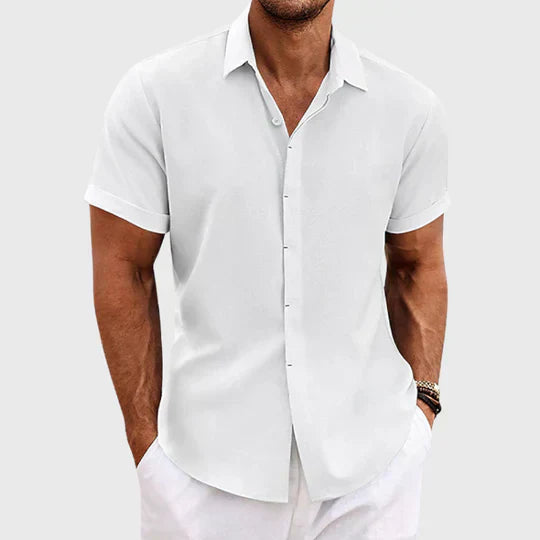 Men's summer short sleeve shirt, essential classic for warm weather and casual comfort.