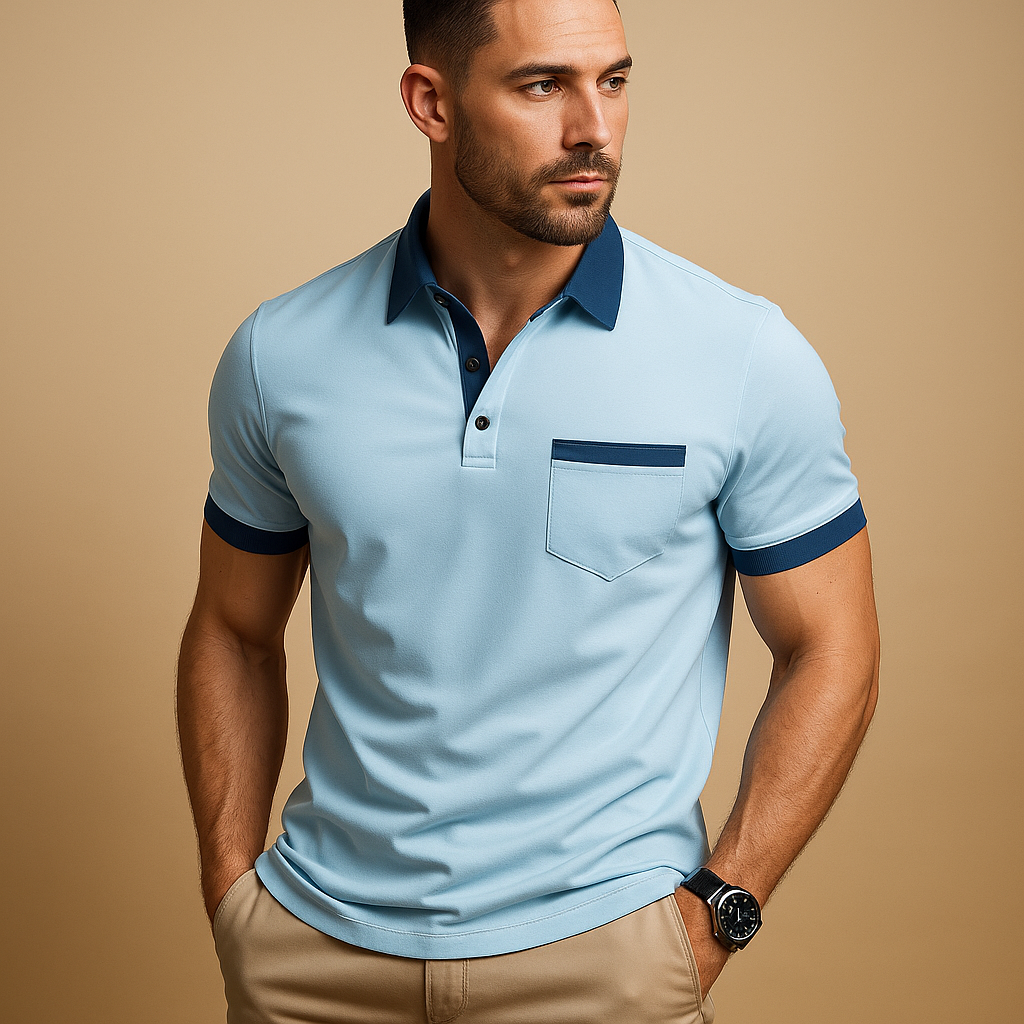 Men's short sleeve polo shirt styled for casual wear. A versatile everyday top for men's fashion, featuring a button collar.