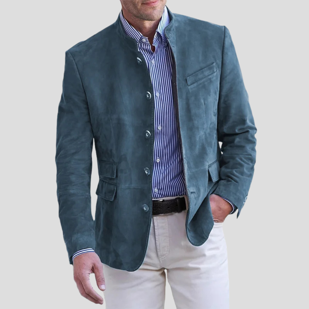 Men's charcoal grey tailored blazer with a modern fit, ideal for a sharp professional or versatile smart casual look.