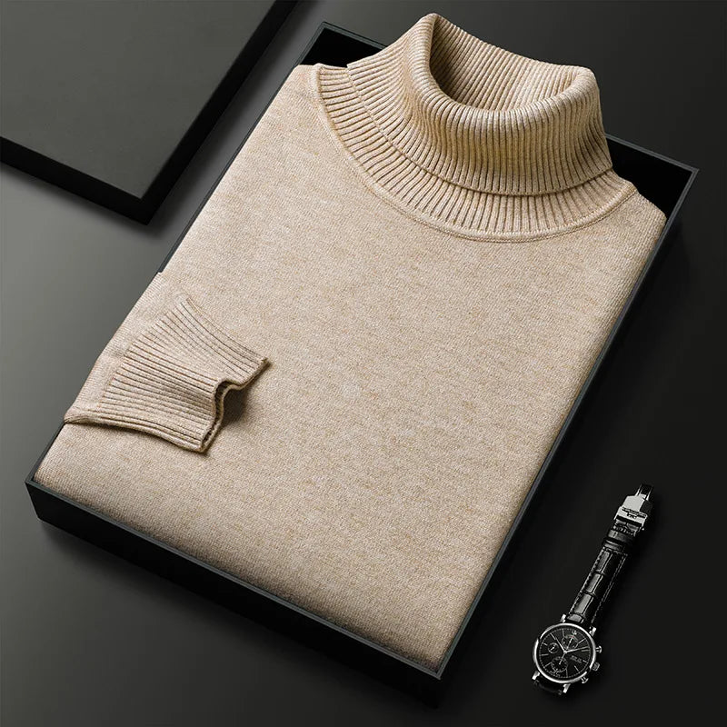 Classic men's turtleneck pullover sweater in a versatile color. Perfect for winter fashion and casual wear.