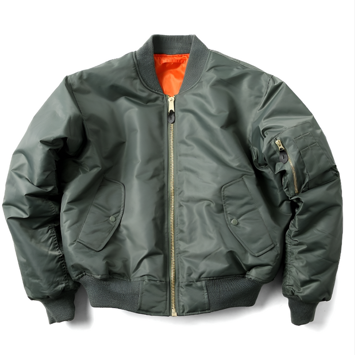 Transitional women's bomber jacket. Ideal for fall & spring casual wear. Stylish and comfortable unisex outerwear.