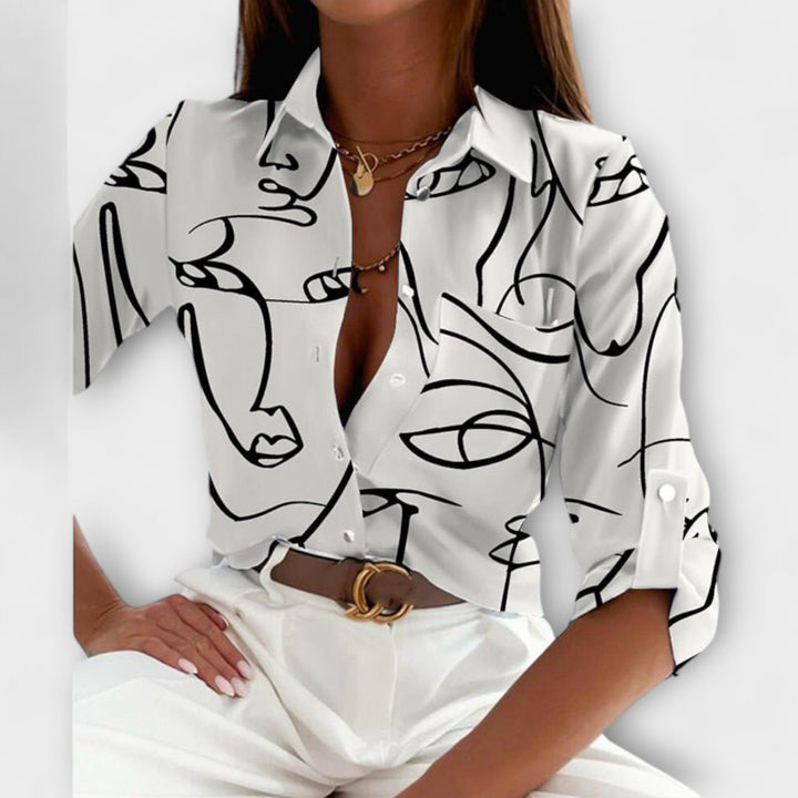 Versatile women's long sleeve blouse, classic collar, ideal for casual chic or work.