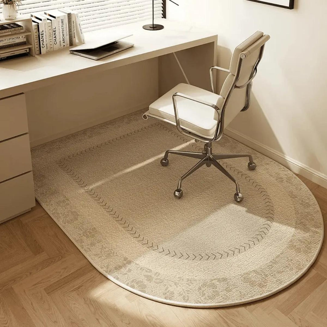 Clear vinyl office chair mat for hardwood floors, protecting home office workspace from caster damage. Durable.