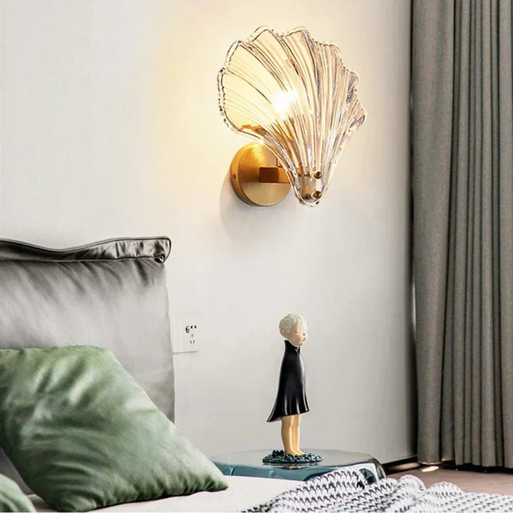 Coastal Shell Wall Sconce – Elegant Glass Wall Light - Lexians