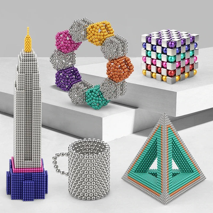 Colorful magnetic building balls and rods for creative construction. Fun educational STEM fidget toy for all ages.