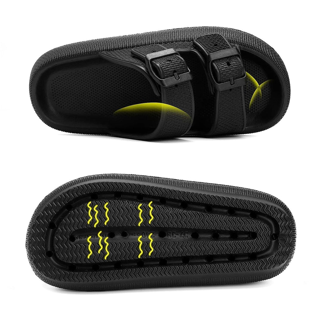 Plush, soft sole pillow slides in grey, offering ultimate walking comfort. Unisex, lightweight, and cushioned, perfect for summer.