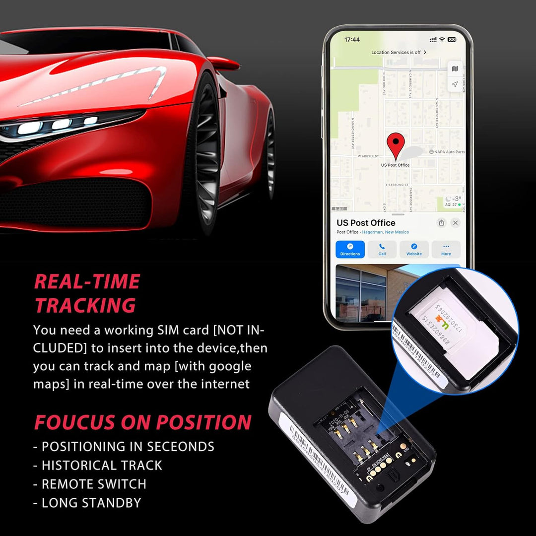 Mini GPS tracker with magnetic mount for covert car security & asset protection.