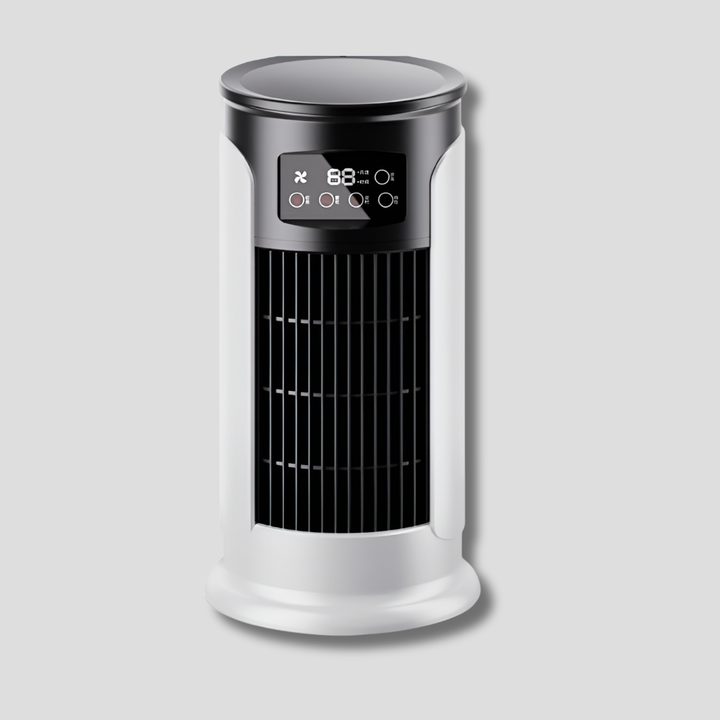 Compact portable electric air conditioner, perfect personal cooler for desk, office, or home small space cooling.