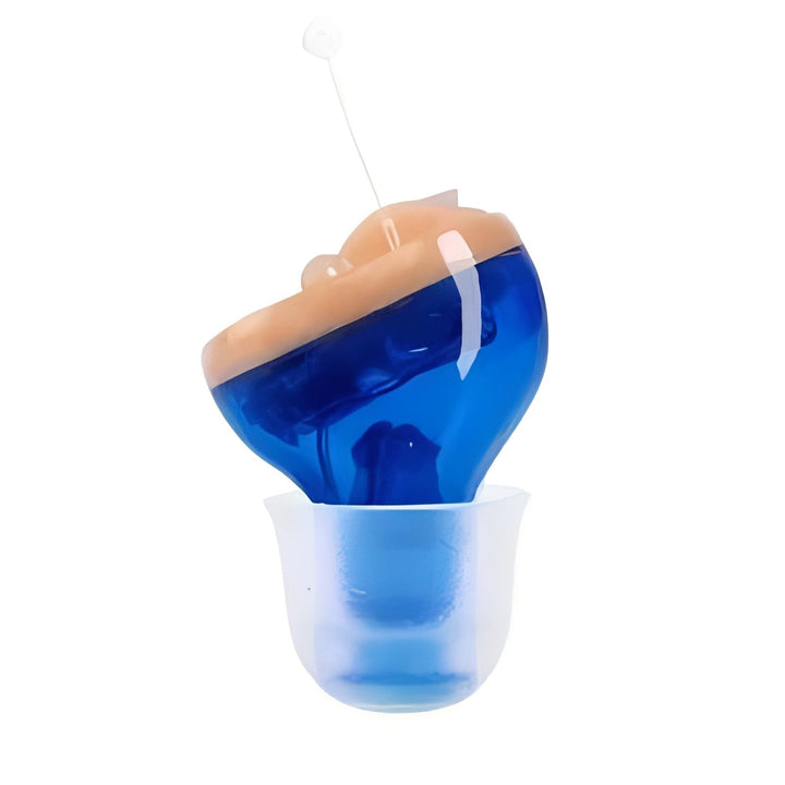 Personal sound audio device. Rechargeable in-ear hearing enhancers, portable for easy daily listening.