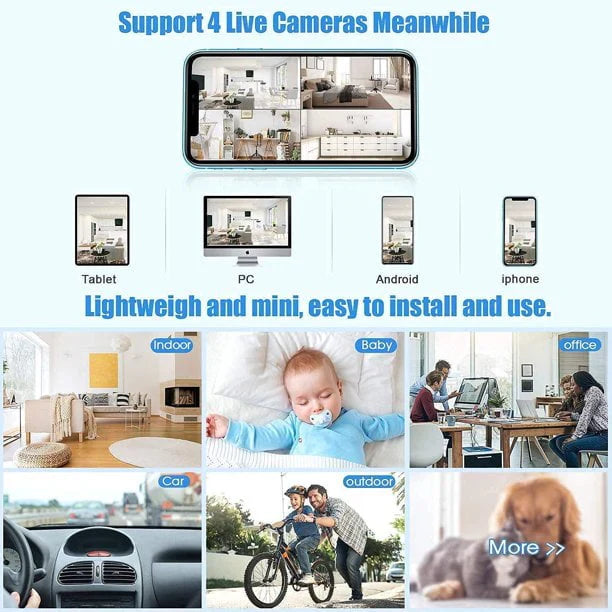 Compact wireless magnetic camera with 1080P HD, black, compact design, perfect for discreet placement in any environment.