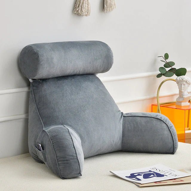 Cozy Reading Bed Pillow with Arms - Plush Velour Support - Lexians