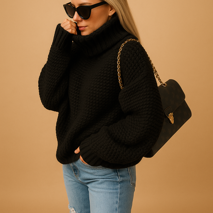 Effortless women's cozy sweater, ideal for casual wear, warmth, and comfortable winter style.