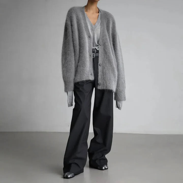 Classic sterling gray women's round neck knit sweater, a cozy & stylish top for winter elegance.