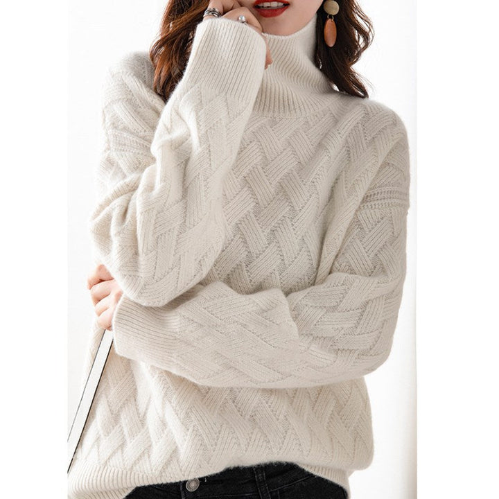 Side view of Dakota women's knitwear spring sweater; sleek silhouette for layering.