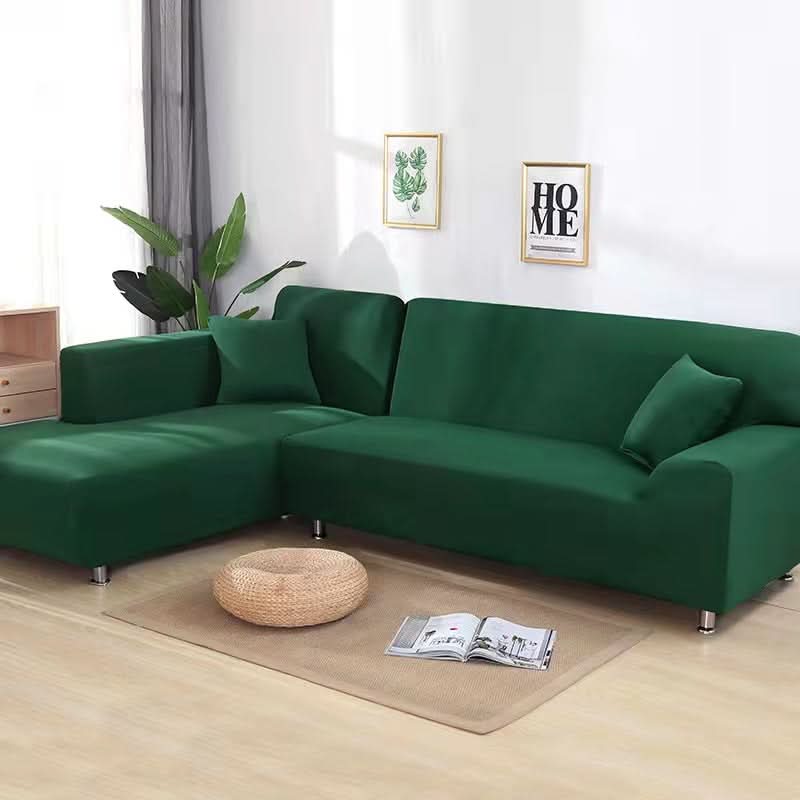 Modern elastic sofa protector cover, enhances living room aesthetics & protects furniture.