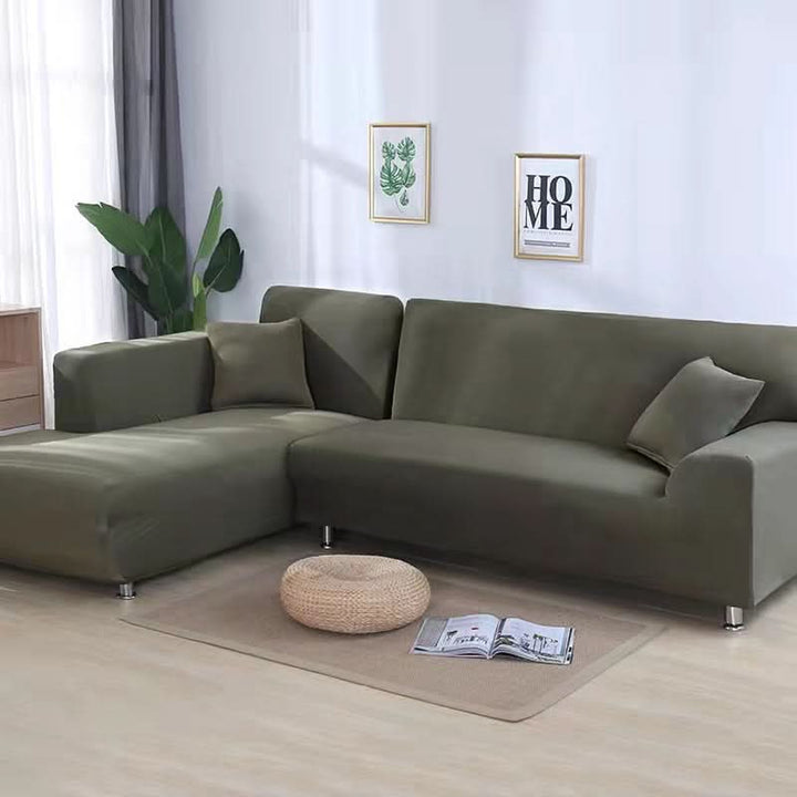 Elastic stretch sofa protector cover, universal fit, durable furniture slipcover solution.