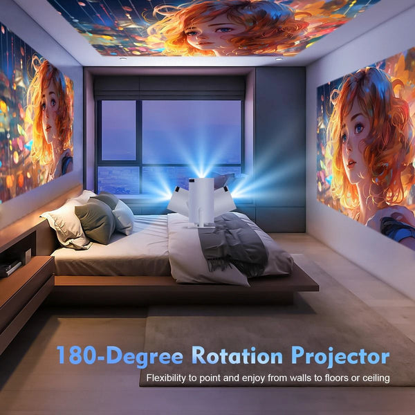 Android smart projector with WiFi 6 & Bluetooth, delivering an 8K-like outdoor cinema experience.