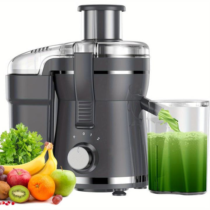 500W electric juicer for fresh fruit & vegetable drinks. Stainless steel, easy clean kitchen appliance for home.